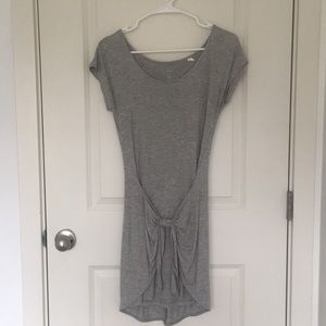 Gray t-shirt dress with front tie
